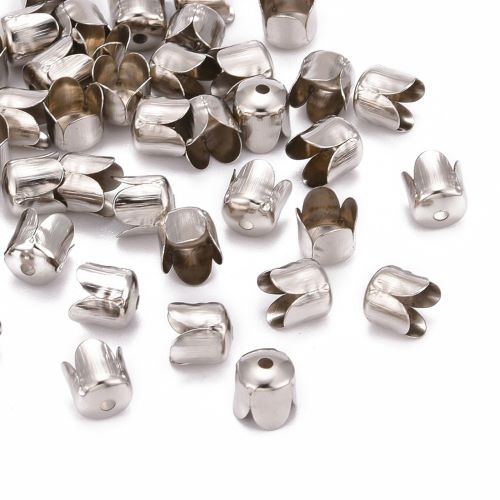 Kaplík tulipán, platinový, kovový, 50 ks