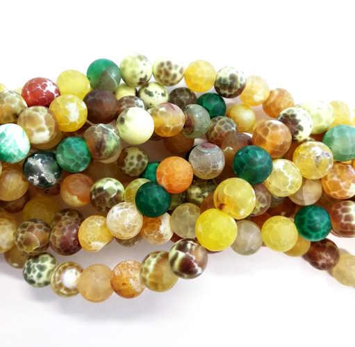 Achát popraskaný žluto zelený s frost efektem - kulička 8 mm - návlek