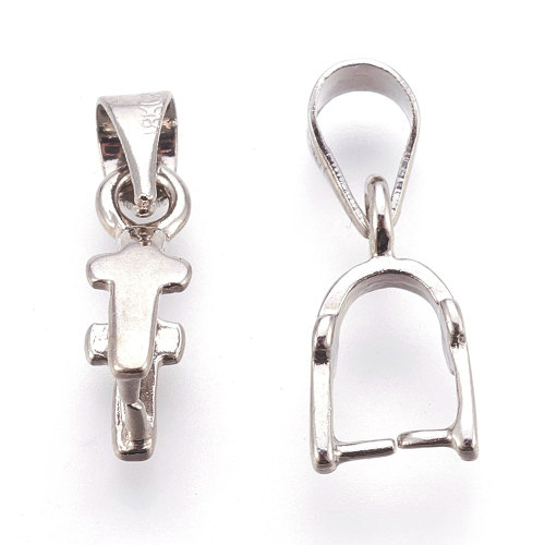 Šlupna s křížkem, kovová, platinová, 10 ks