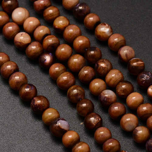 Perleť skořicová, kuličky, 6 mm, návlek