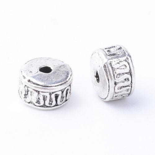 Váleček s vlnkou, korálek starostříbrný, kovový, 10 ks