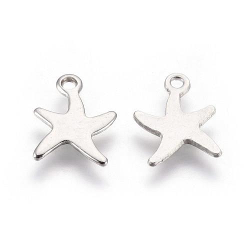 Mořská hvězdice, přívěsek z chirurgické oceli, 10 ks