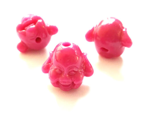 Buddha z korálu, buclatý, růžový, 1 ks