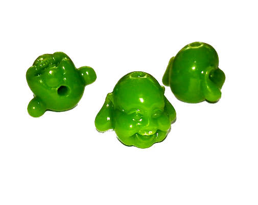 Buddha z korálu, buclatý, zelený, 1 ks