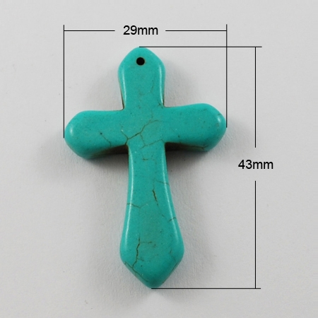 Tyrkys - křížek 43x29, 1 ks
