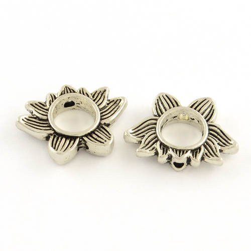 Lotosový květ s otvorem pro kuličku, starostříbrný,  kovový, 50 ks