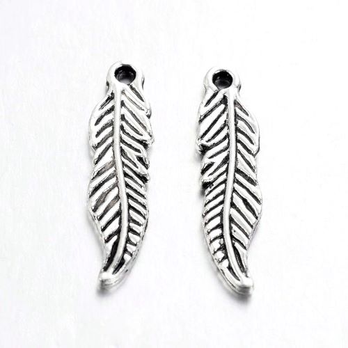 Pírko, starostříbrný, kovový, přívěsek, 50 ks