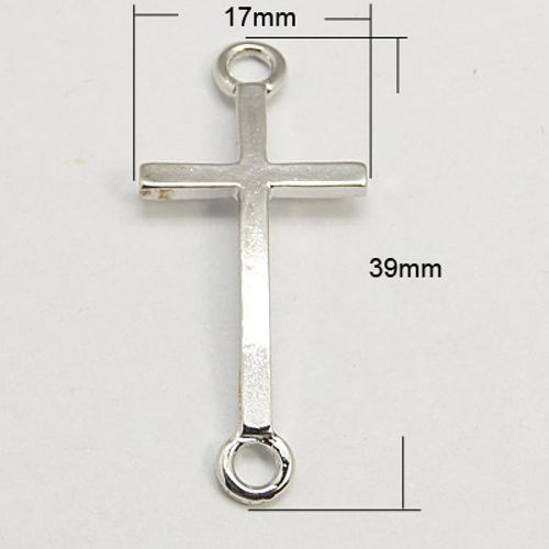 Křížek hladký se dvěma oky kovový, platinový, 1 ks