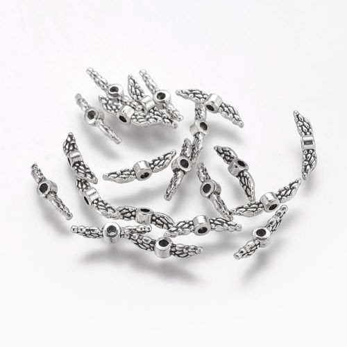 Andělská křídla 12 x 3, korálek starostříbrný, kovový, 10 ks