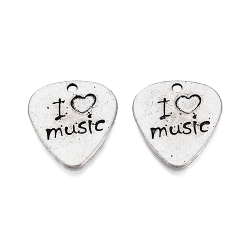 Trsátko I Love Music, starostříbrný, kovový přívěsek, 1 ks