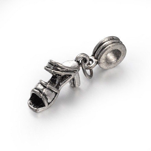 Soudek s pantoflíčkem, kovový, starostříbrný přívěsek, 10 ks