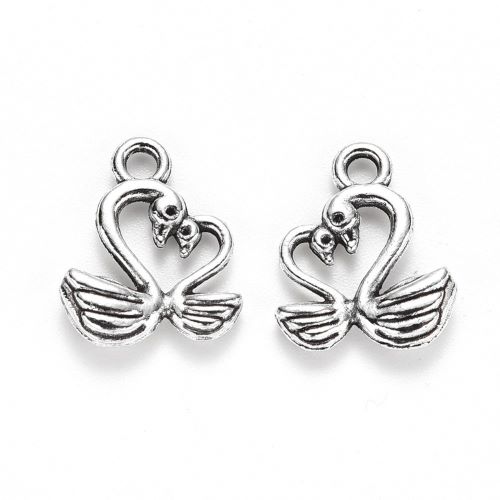 Labutě, přívěsek starostříbrný, kovový, 10 ks