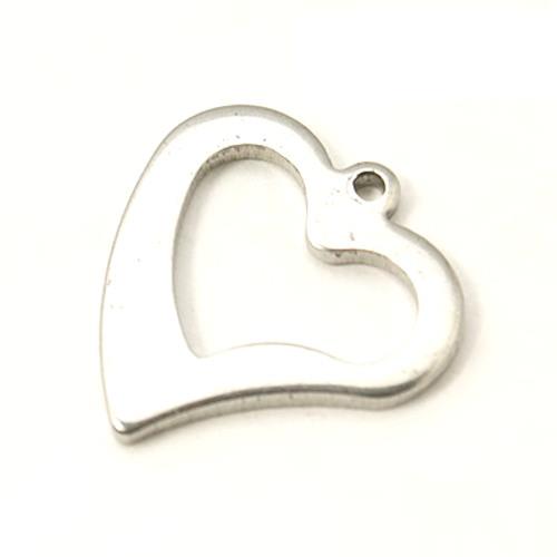 Srdíčko zahnuté, obrys, přívěsek, chirurgická ocel, 10 ks