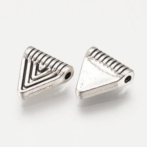 Trojúhelníček s rýhami, pířívěsek starostříbrný, kovový, 50 ks