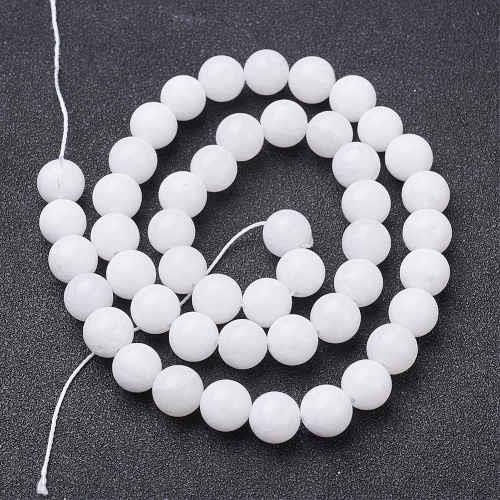 Jadeit bílý, neprůhledný, s frost efektem, kuličky 6 - návlek