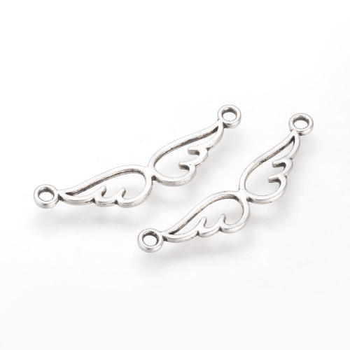 Andělská křídla se dvěma očky, starostříbrná, kovová, 50 ks