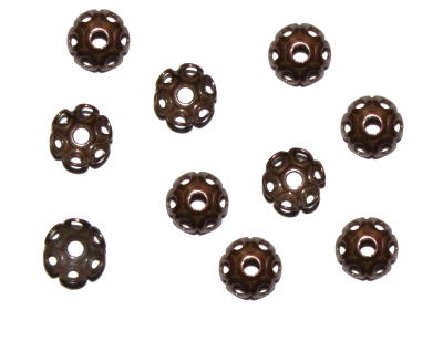 Kaplík staroměděný, krajkový, šestilistý, hladký, 10 ks