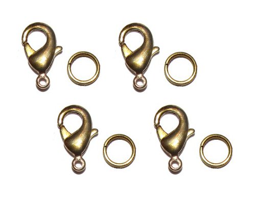 Karabinka včetně protikroužku, mosaz, 10 mm, 10 ks