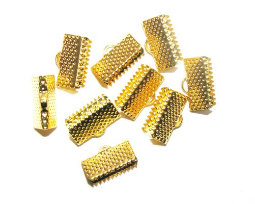 Koncovka na stužku pozlacená 13 mm, 10 ks