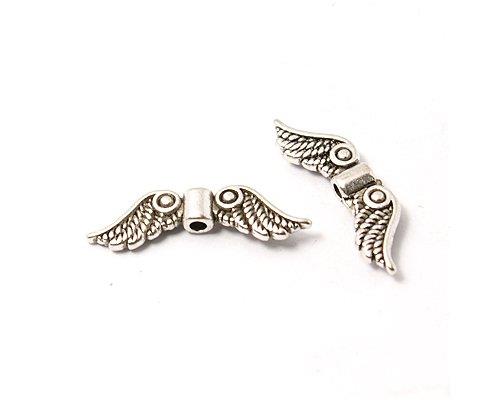 Křídla andělská se dvěma spirálkami, starostříbrná, 50 ks