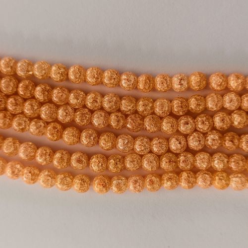 Křišťál popraskaný, lososový, kuličky 8 mm, návlek
