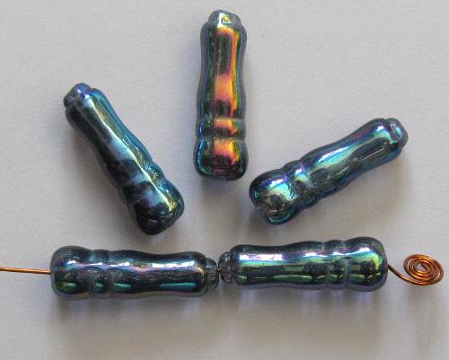 Kuželky tmavě modré, s pokovem, 12 ks