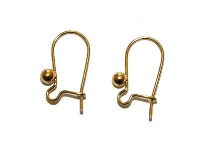 Náušnicové zapínání zajištěné s kuličkou, pozlacené, 10 ks