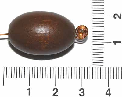 Oliva hnědá, dřevěná, 24 x 16 mm, 10 ks