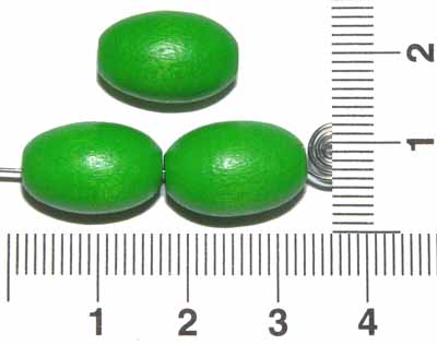 Oliva zelená, dřevěná, 10 x 15 mm, 10 ks