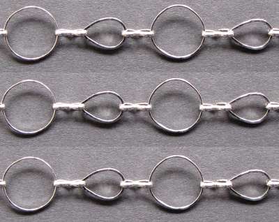 Řetízek platinový, s velkými oky XXX kapka s kolečkem