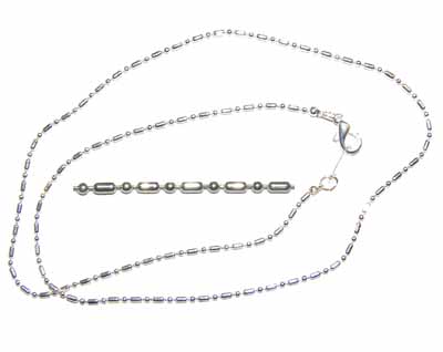 Řetízek s uzávěrem, čárka tečka, postříbřený, 43 cm