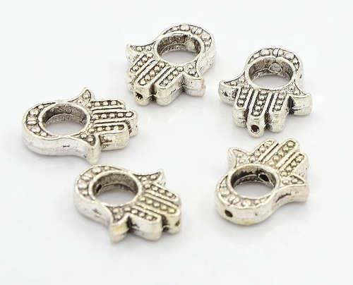 Kovová, starostříbrná, ruka Fatimy s otvorem pro kuličku, 50 ks