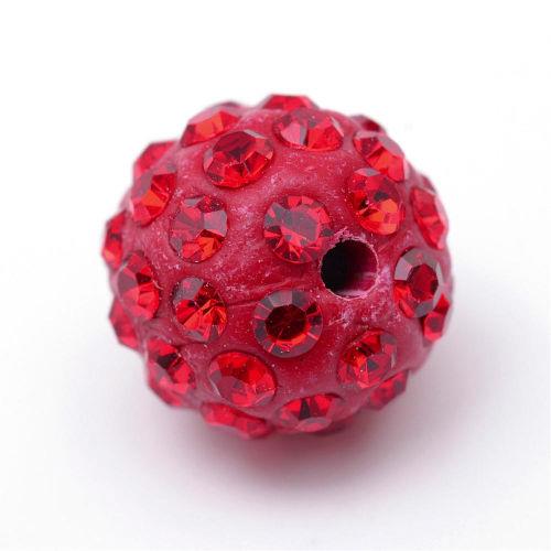 Shamballa kuličky červené 10 mm, 10 ks