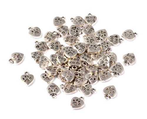 Srdíčka s nápisem LOVE MY DOG, 10 ks