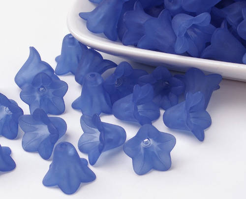 Akrylové zvonky s frost efektem, modré, 10 ks