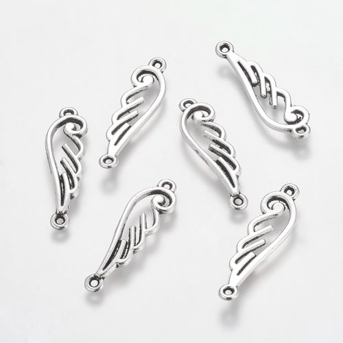 Andělské křídlo filigránové, přívěsek se dvěma očky, starostříbrný, kovový, 10 ks