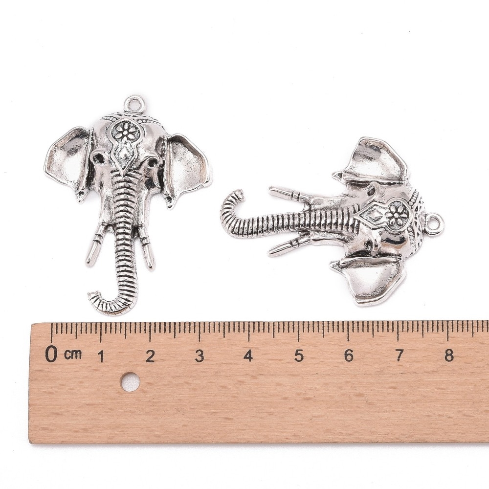 Slon, hlava velká, přívěsek starostříbrný, kovový, 1 ks