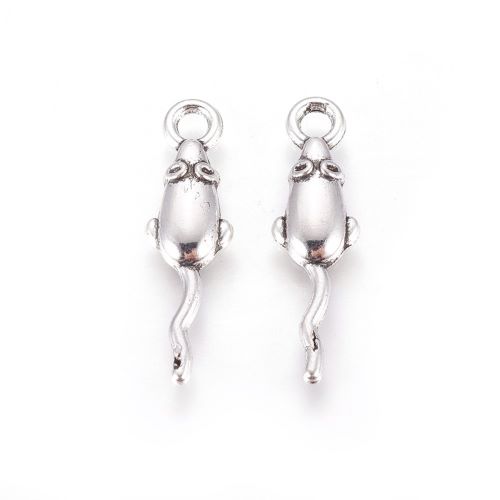 Myška 22, přívěsek kovový, starostříbrný, 10 ks