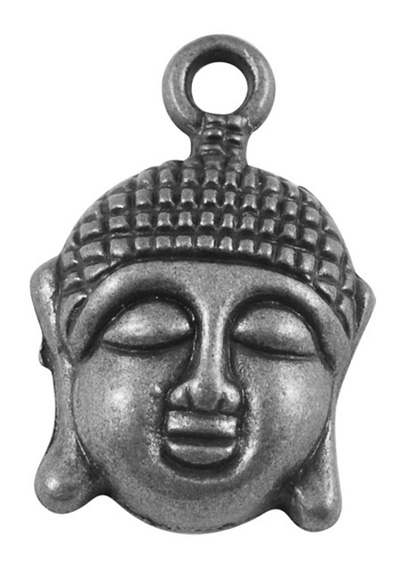 Buddha - hlava velká, starostříbrný, kovový přívěsek, 10ks