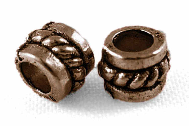Váleček s provázkem staroměděný, kovový korálek, 50 ks