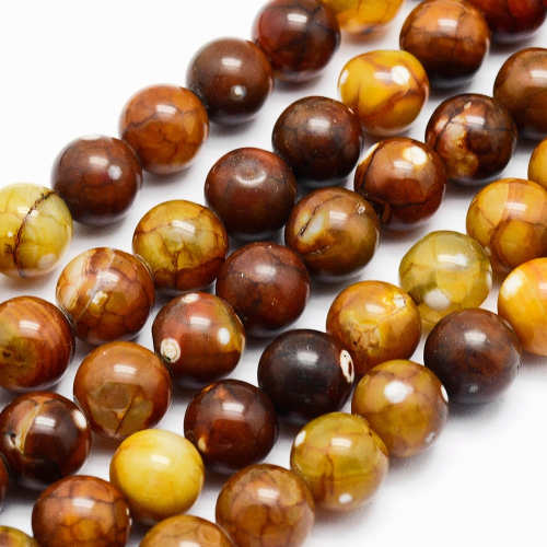 Achát ohnivý, hnědý - kuličky 6 mm - NÁVLEK