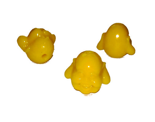 Buddha z korálu, buclatý, žlutý, 1 ks