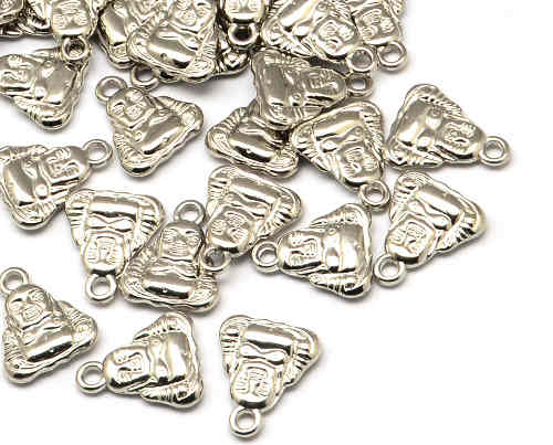 Buddha plochý, plastový, starostříbrný přívěsek, 10ks