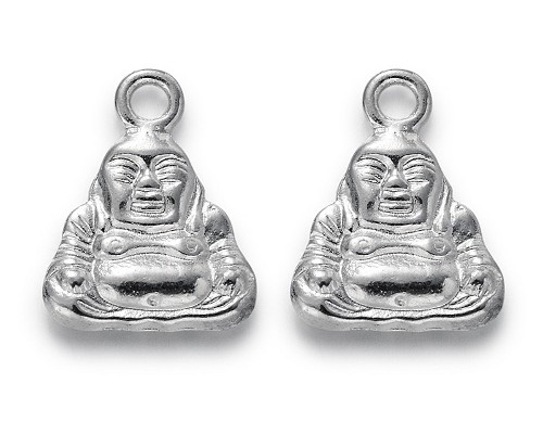 Buddha plochý, kovový, starostříbrný přívěsek, 10ks