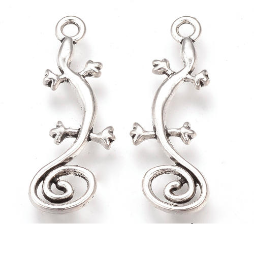 Ještěrka se spirálou, kovový, starostříbrný přívěsek 50 ks