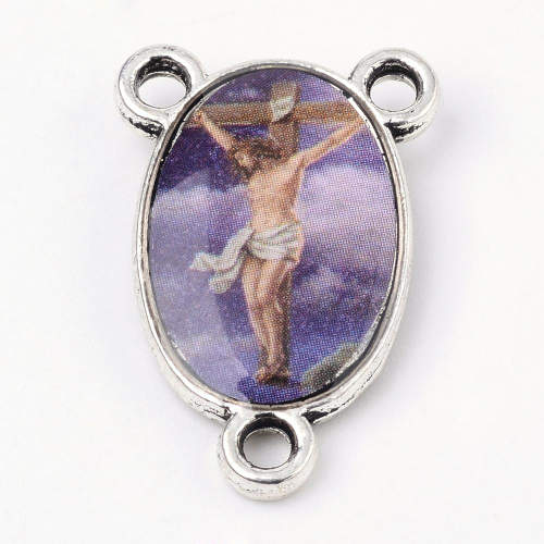 Madonka Ježíš na kříži, kovová, platinová, 1 ks