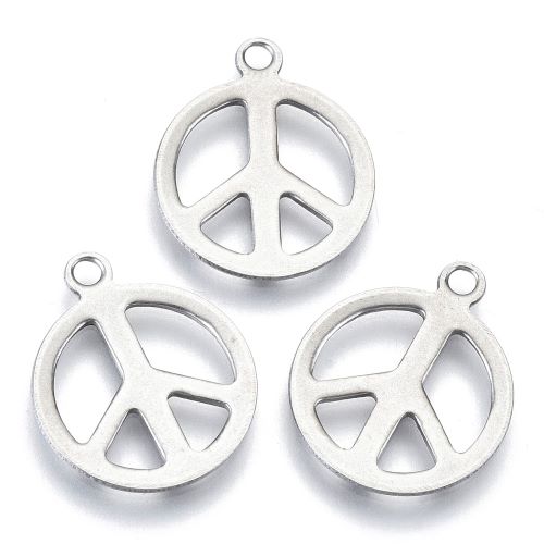 Peace, symbol míru, přívěsek, chirurgická ocel, 10 ks
