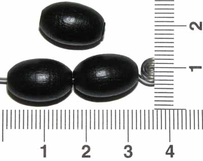 Oliva dřevěná, černá 10 x 15 mm, 10 ks